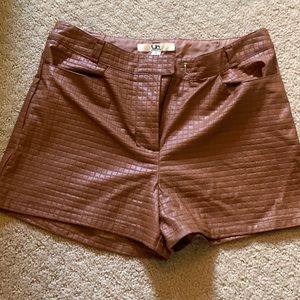 Tan leather shorts